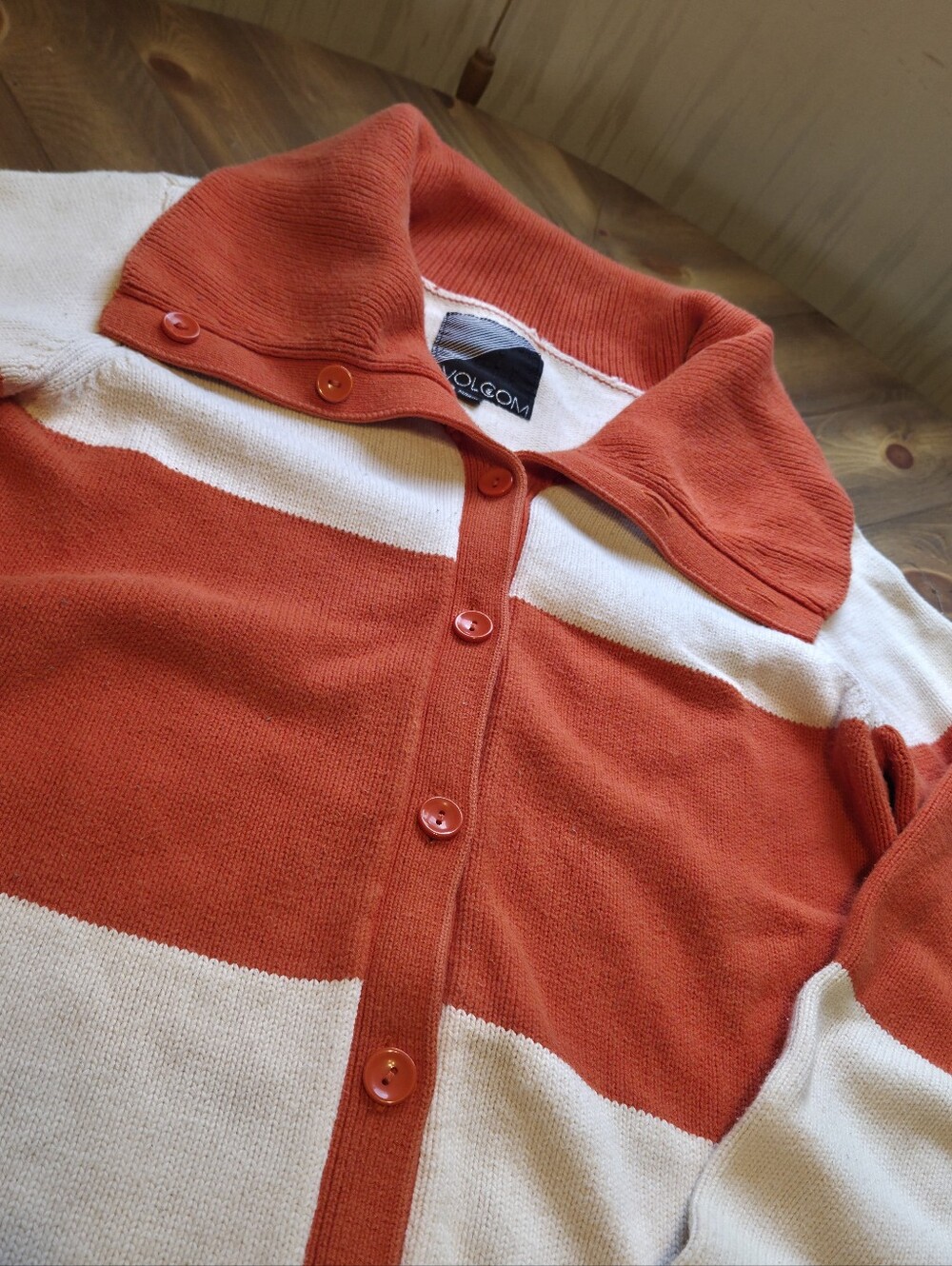 Volcom MicroKnit Cowl Neck Button Down Cardigan 100% Cotton